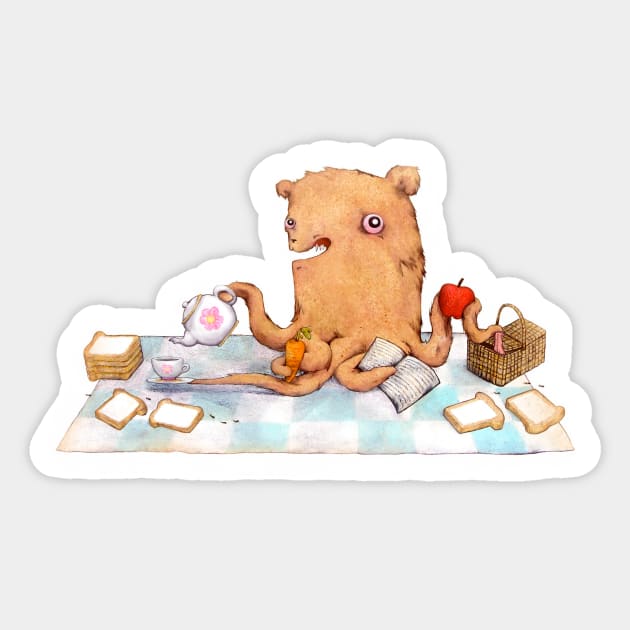 Octopuss bear picnic Sticker by art official sweetener